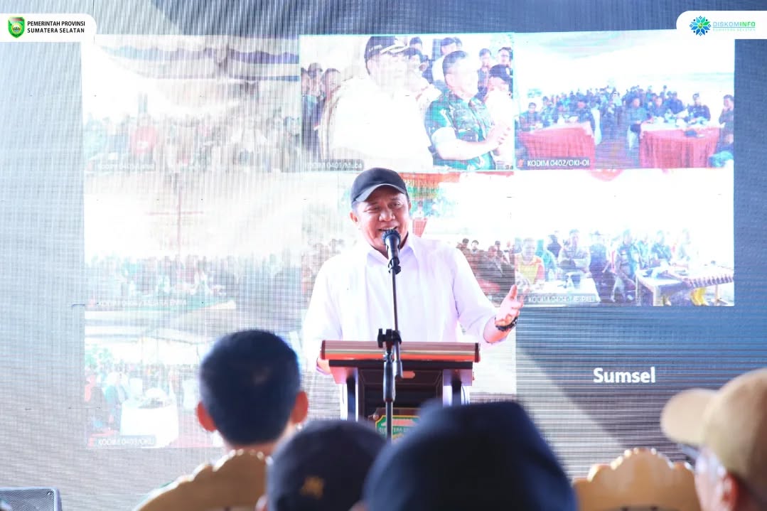 Dari 8 ke 5 Besar Nasional, HD Bidik Sumsel Masuk 3 Besar Lumbung Pangan Lewat Tanam Serentak Cetak Sawah Rakyat